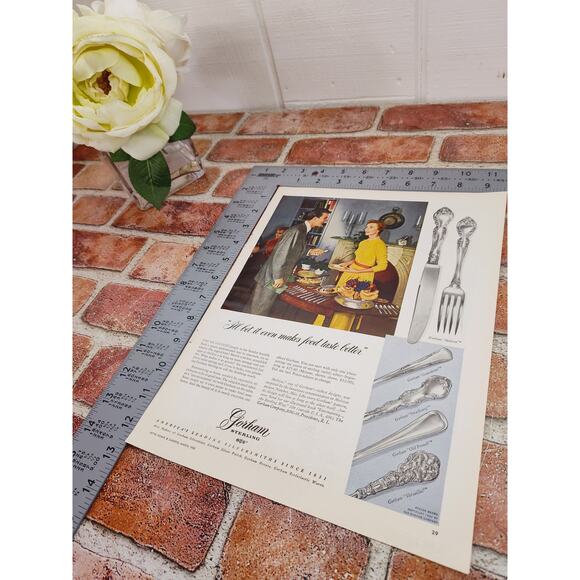 1950 Gorham Sterling "I'll Bet It Even‎ Makes Food Taste Better" Vtg Print Ad - Picture 5 of 6